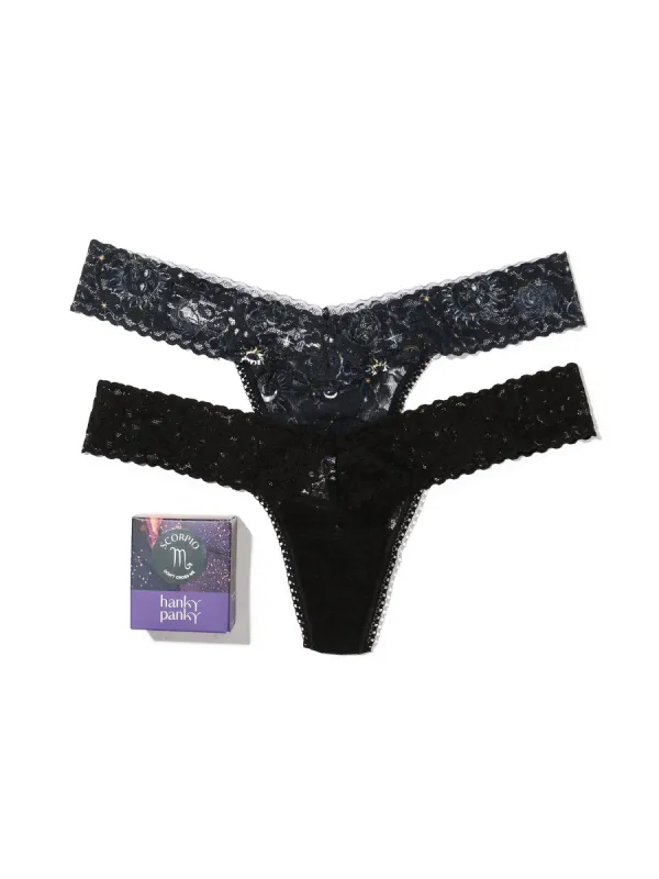 Daily Lace™ Astrology Low Rise Thong 2 Pack Scorpio Sale sold by Hanky Panky