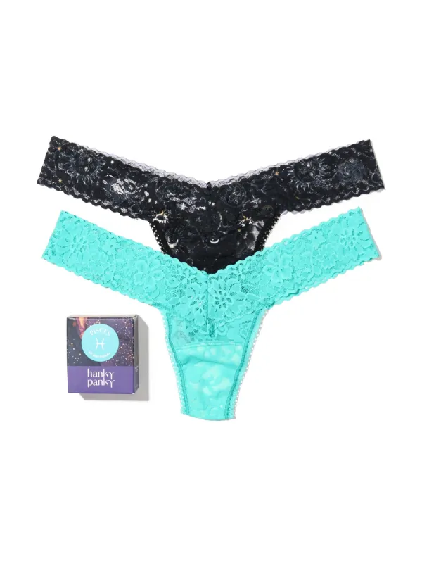 Daily Lace™ Astrology Low Rise Thong 2 Pack Pisces Sale sold by Hanky Panky
