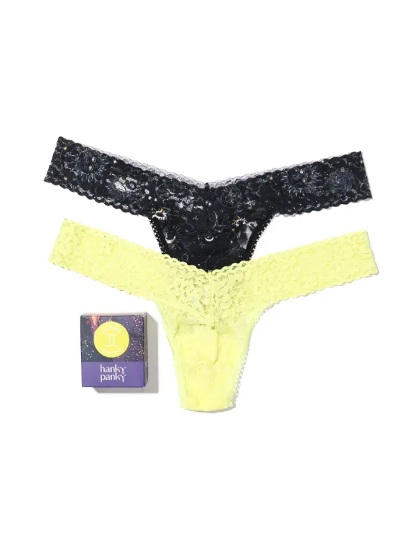 Daily Lace™ Astrology Low Rise Thong 2 Pack Gemini Sale sold by Hanky Panky