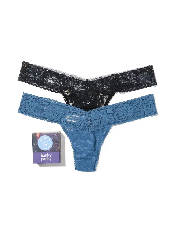 Daily Lace™ Astrology Low Rise Thong 2 Pack Aquarius Sale sold by Hanky Panky