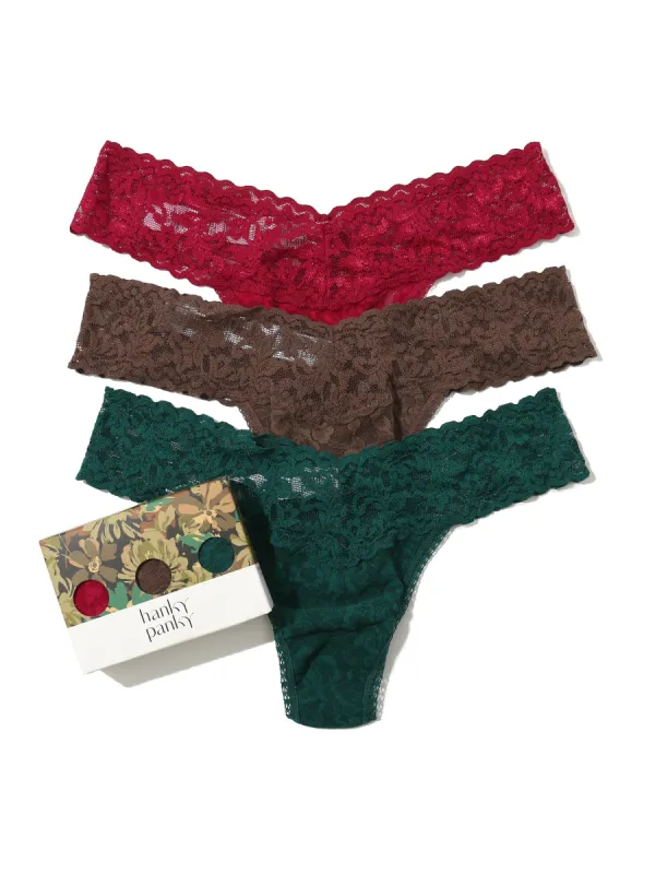 3 Pack Petite Size Signature Lace Thongs in Printed Box Sale sold by Hanky Panky