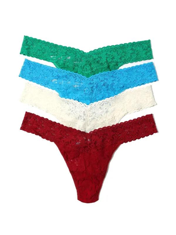 4 Pack Signature Lace Plus Size Original Rise Thongs Sale sold by Hanky Panky