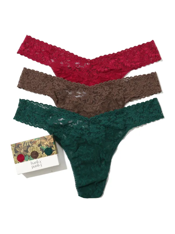 Pack Plus Size Signature Lace Original Rise Thongs in Printed Box Sale sold by Hanky Panky
