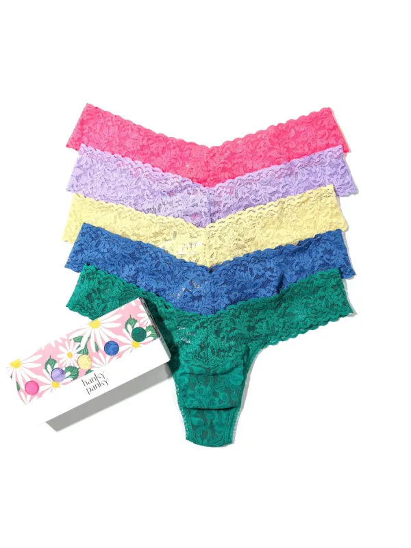 5 Pack Signature Lace Low Rise Thongs in Printed Box Sale sold by Hanky Panky