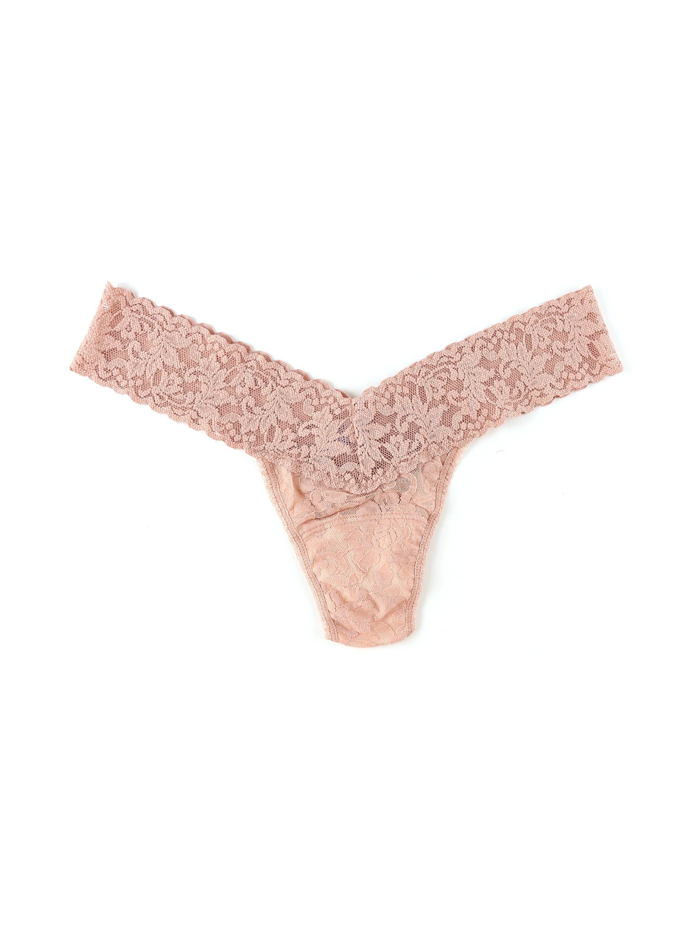 Signature Lace Low Rise Thong Seashell Beige sold by Hanky Panky