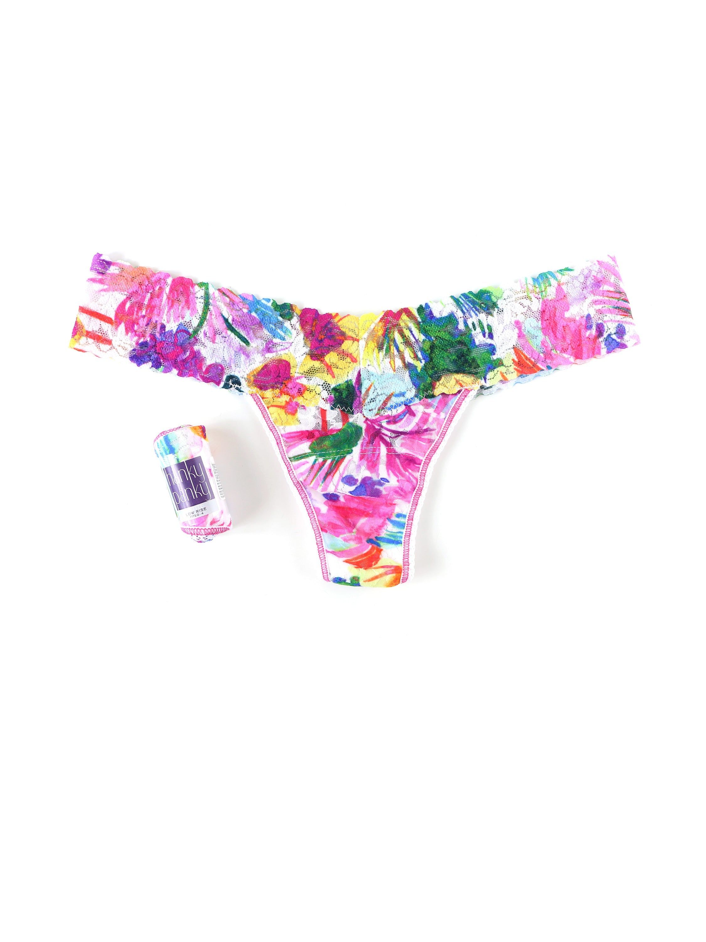 Printed Signature Lace Low Rise Thong Sale Aquarelle sold by Hanky Panky