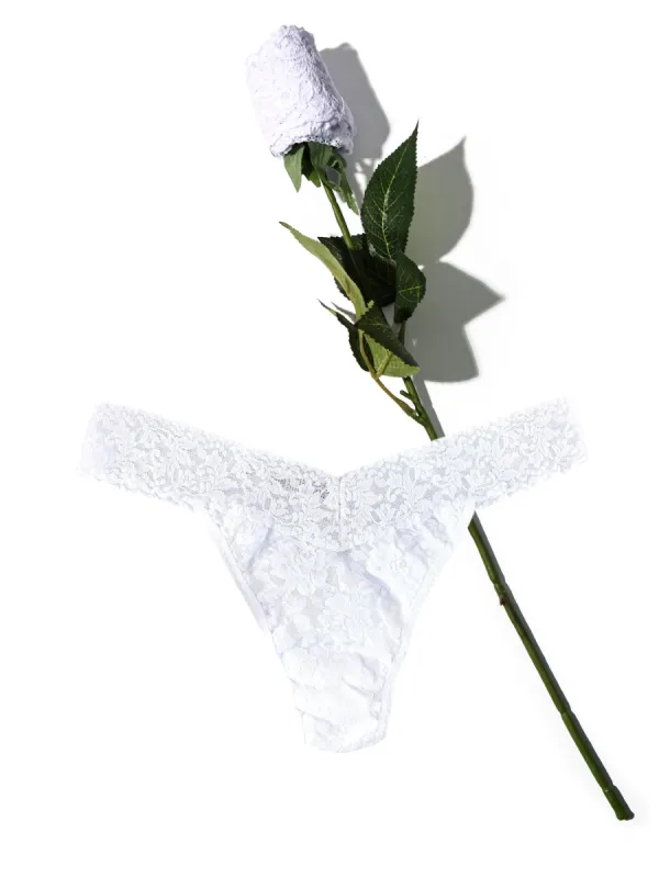 Plus Size Signature Lace Original Rise Thong Rose sold by Hanky Panky