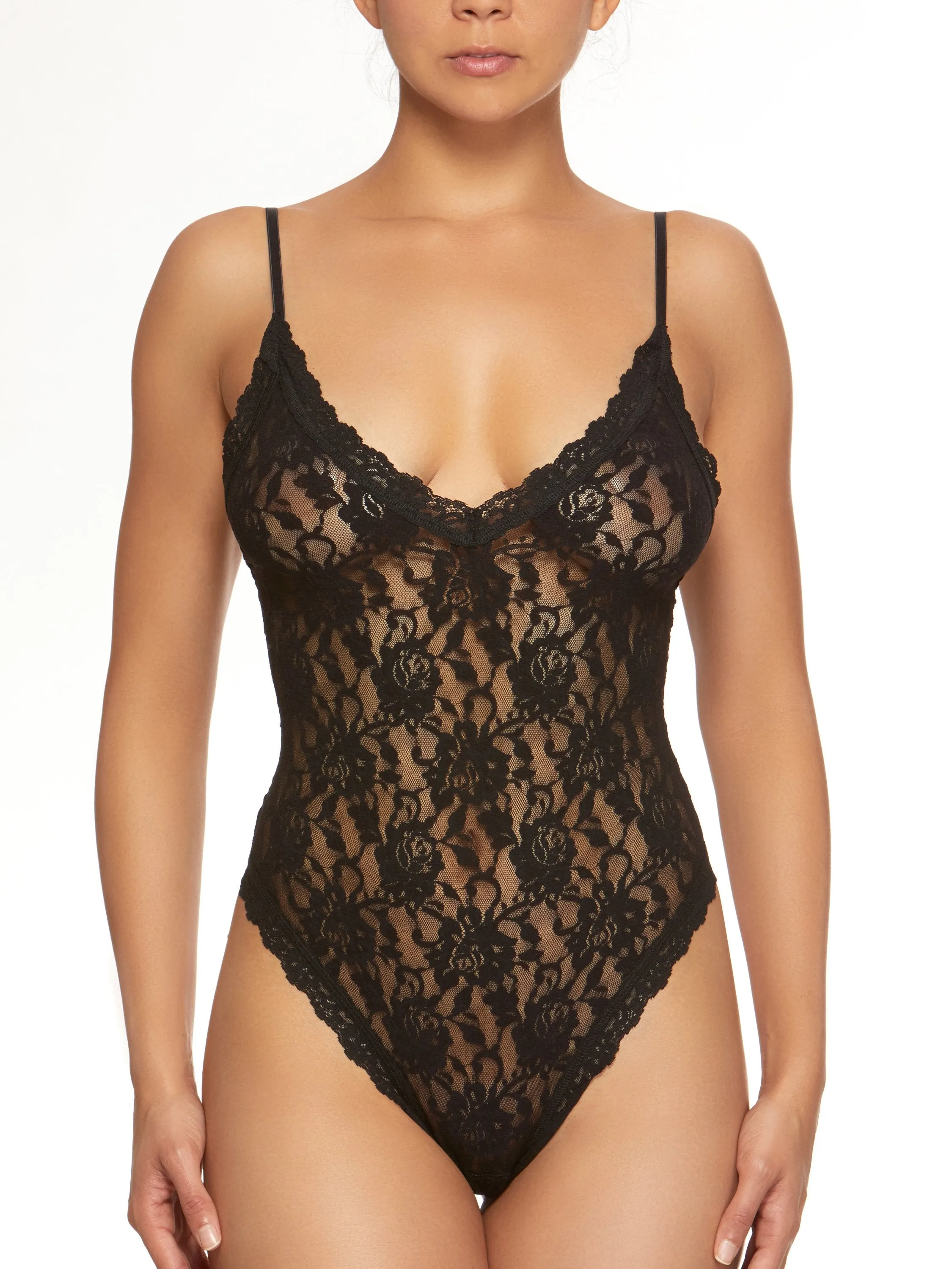 Signature Lace® Thong Back Bodysuit Black sold by Hanky Panky