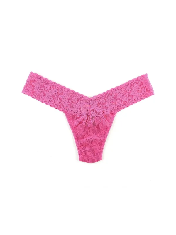 Signature Lace Low Rise Thong Dragon Fruit Pink sold by Hanky Panky
