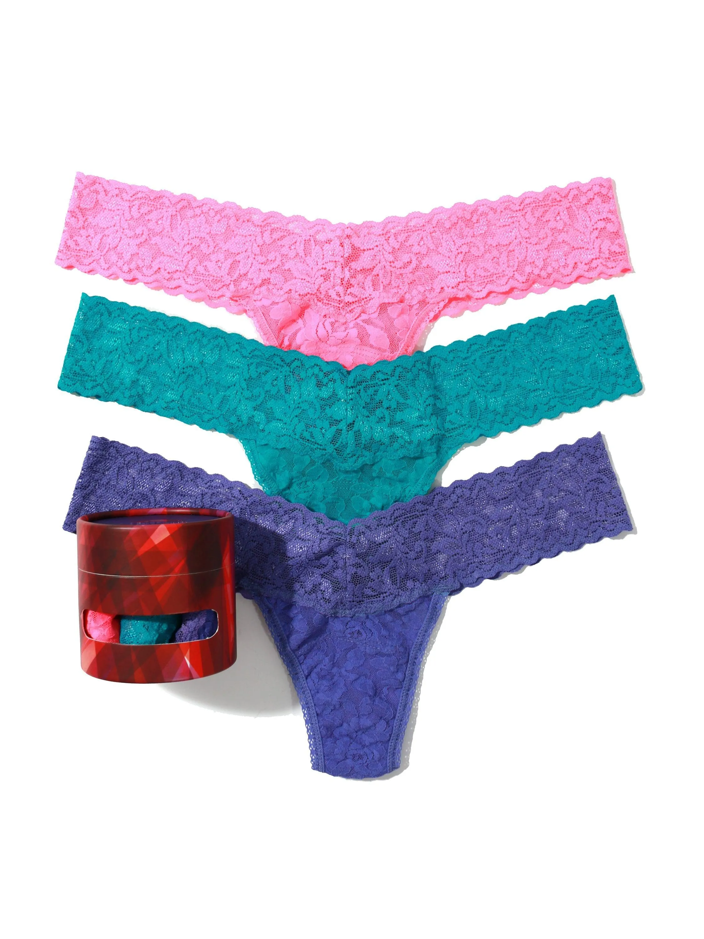Holiday 3 Pack Signature Lace Low Rise Thongs sold by Hanky Panky