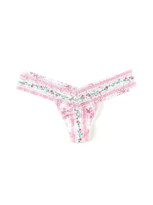 Petite Size Printed Signature Lace Thong Prairie Stripe sold by Hanky Panky