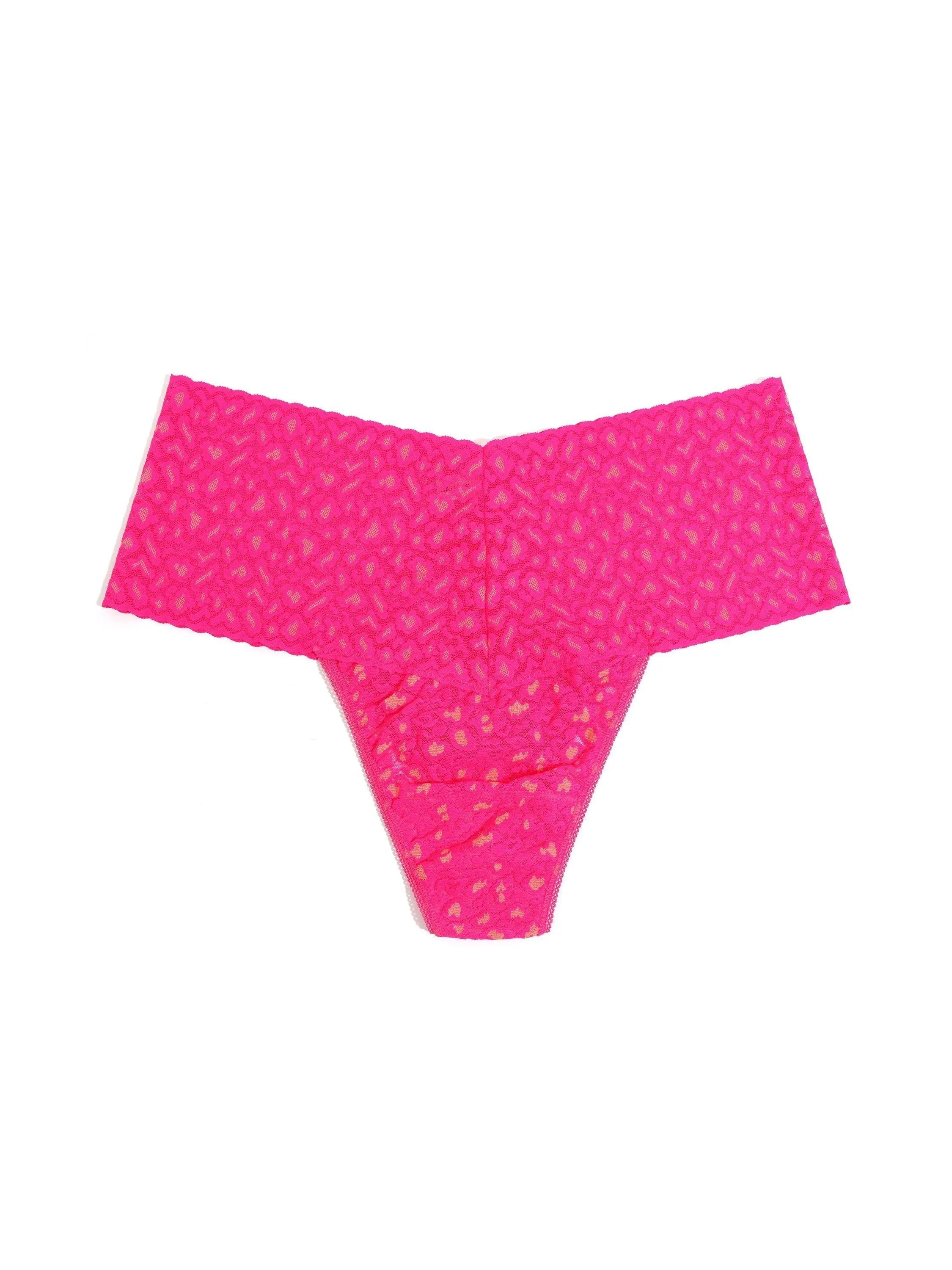 Cross-Dye Leopard Plus Retro Thong Siesta Pink sold by Hanky Panky