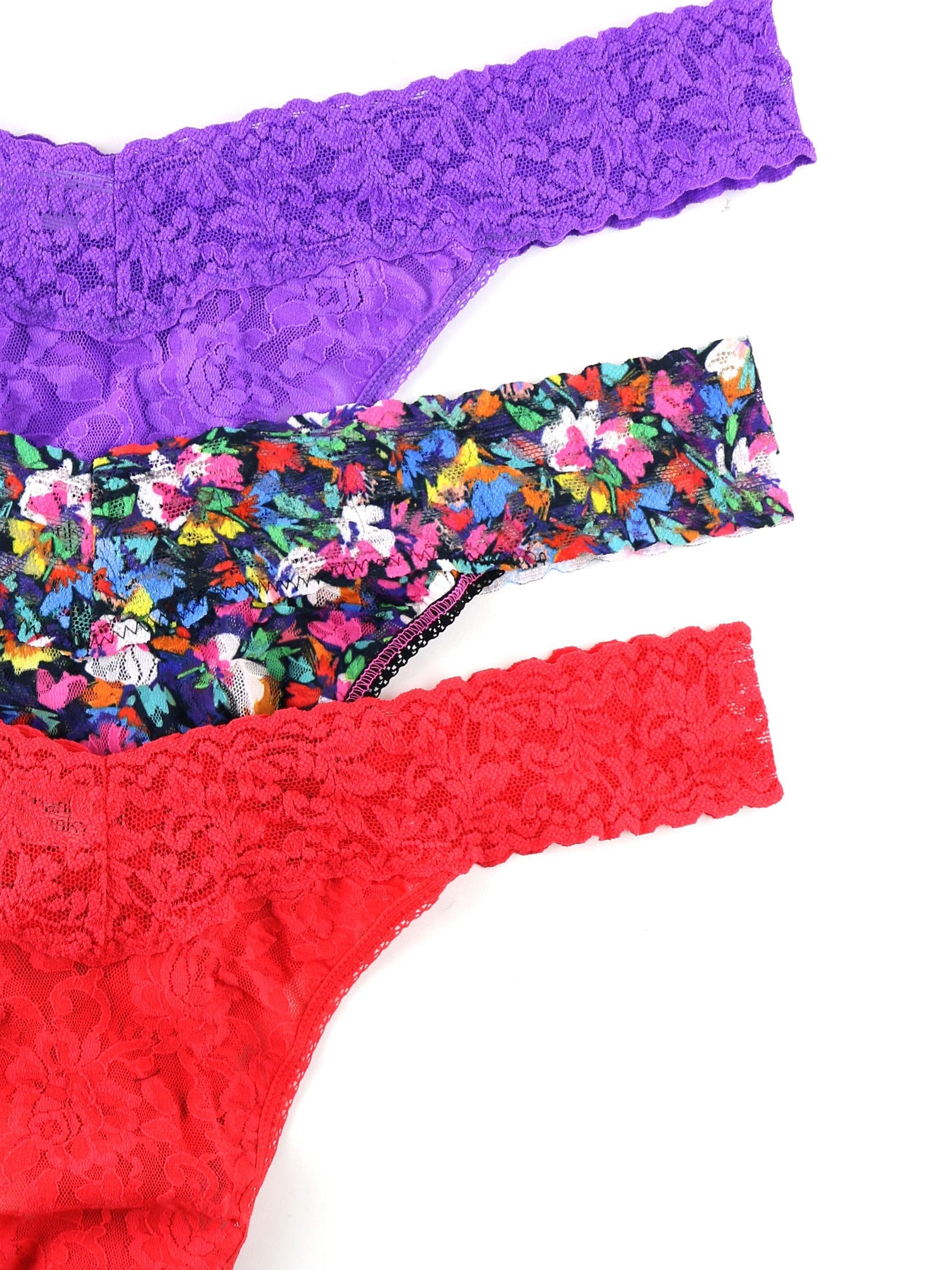 3 Pack Plus Size Signature Lace Original Rise Thongs Exclusive Sale sold by Hanky Panky product image thumbnail 2