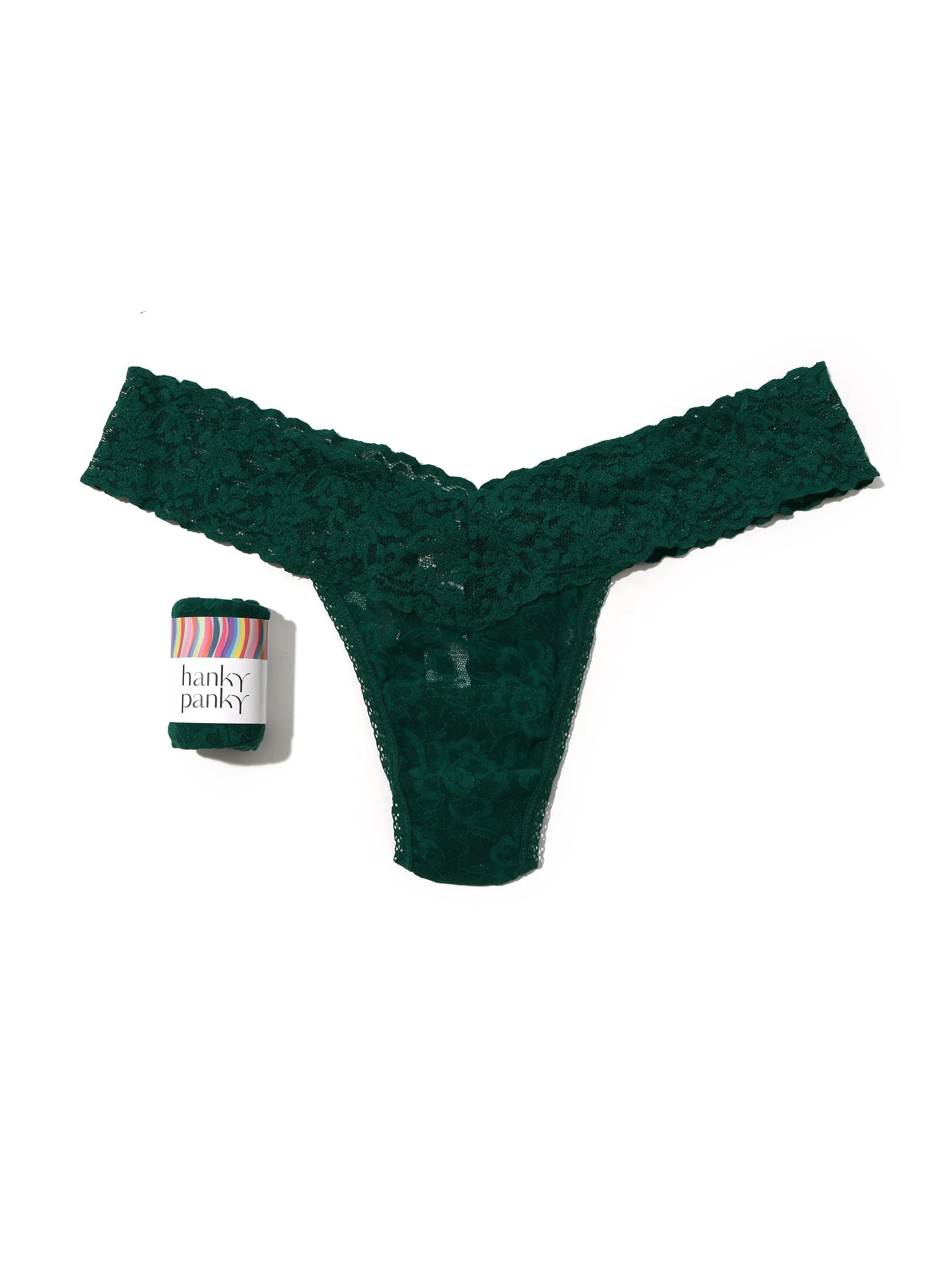 Signature Lace Low Rise Thong Green Queen sold by Hanky Panky product image thumbnail 4