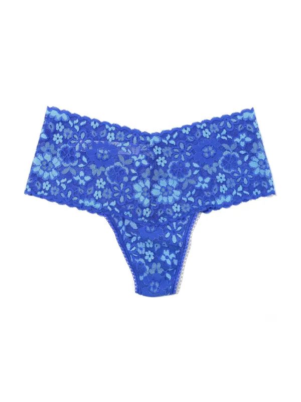 Daily Lace™ Cross-Dye Retro Thong Bring Blueberries Blue Sale sold by Hanky Panky