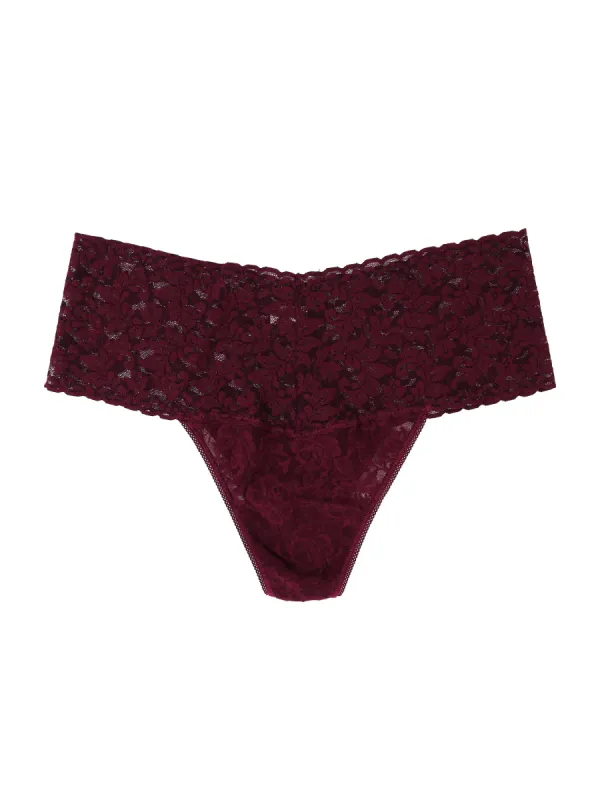 Plus Size Retro Lace Thong Dried Cherry Red sold by Hanky Panky