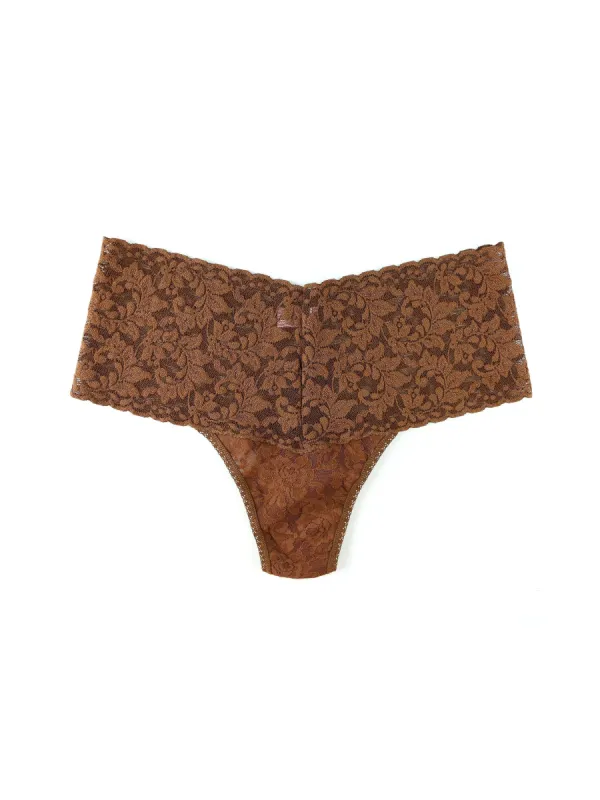 Retro Lace Thong Macchiato Brown sold by Hanky Panky