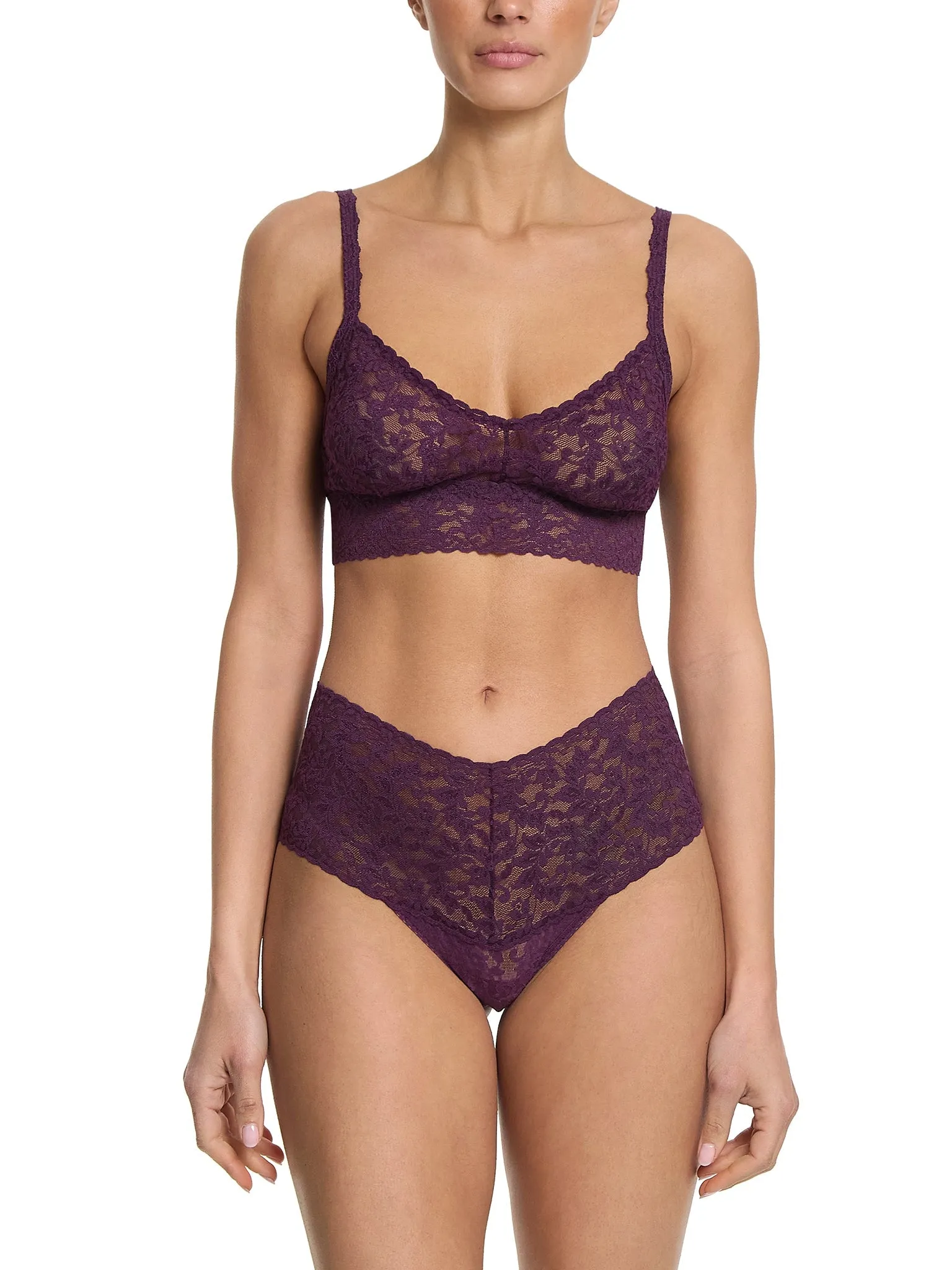 V-Neck Retro Lace Bralette Stone Fruit Purple Sale sold by Hanky Panky product image thumbnail 3