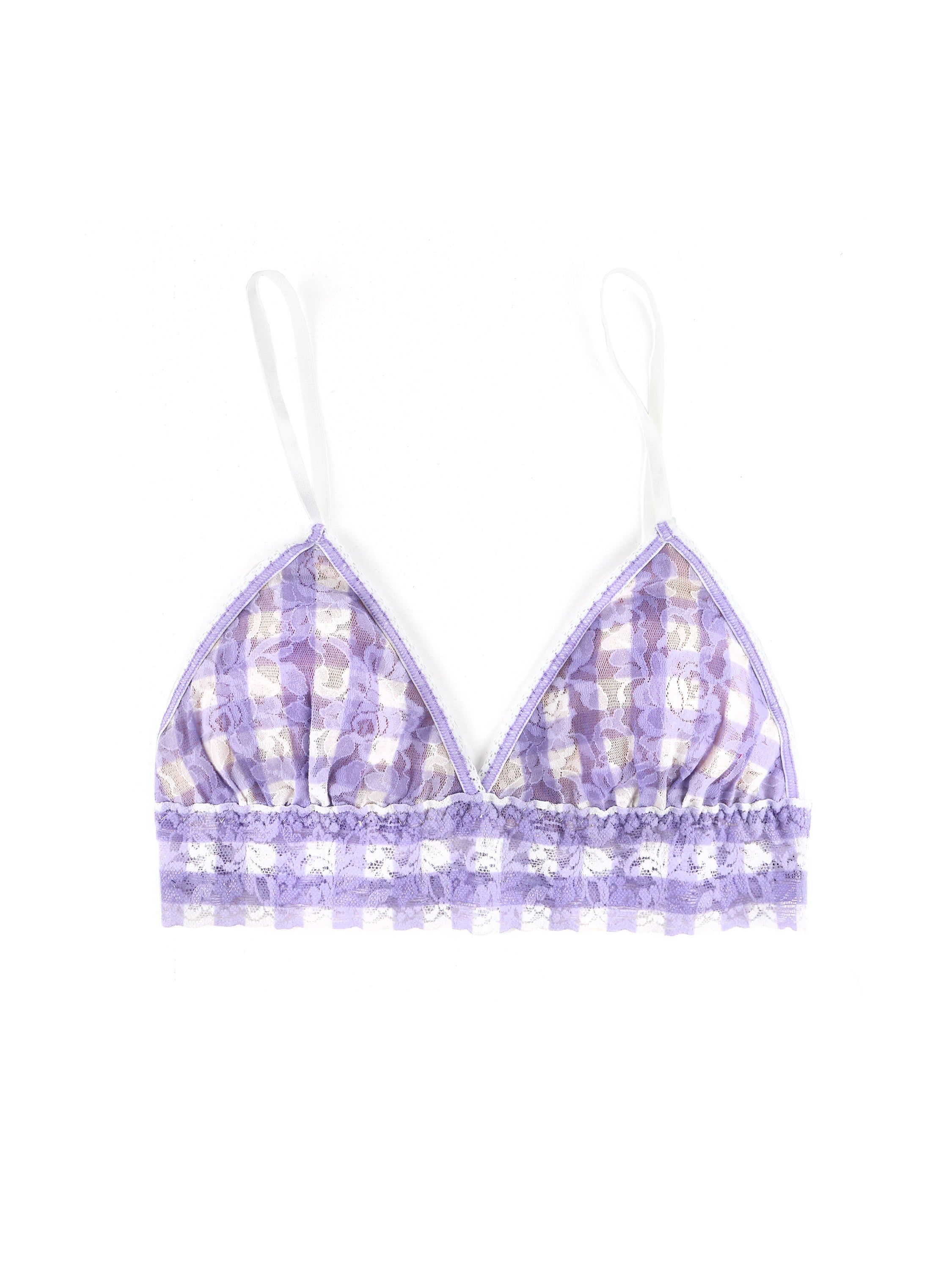 Printed Signature Lace Padded Triangle Bralette Sale Varsity Gingham sold by Hanky Panky