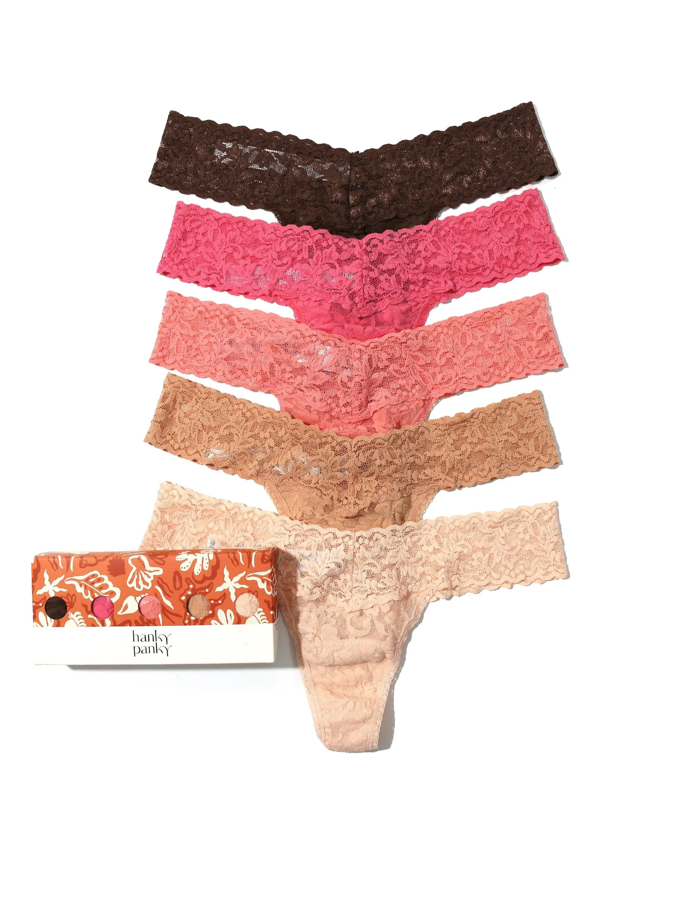 5 Pack Petite Size Signature Lace Thongs in Printed Box Sale sold by Hanky Panky