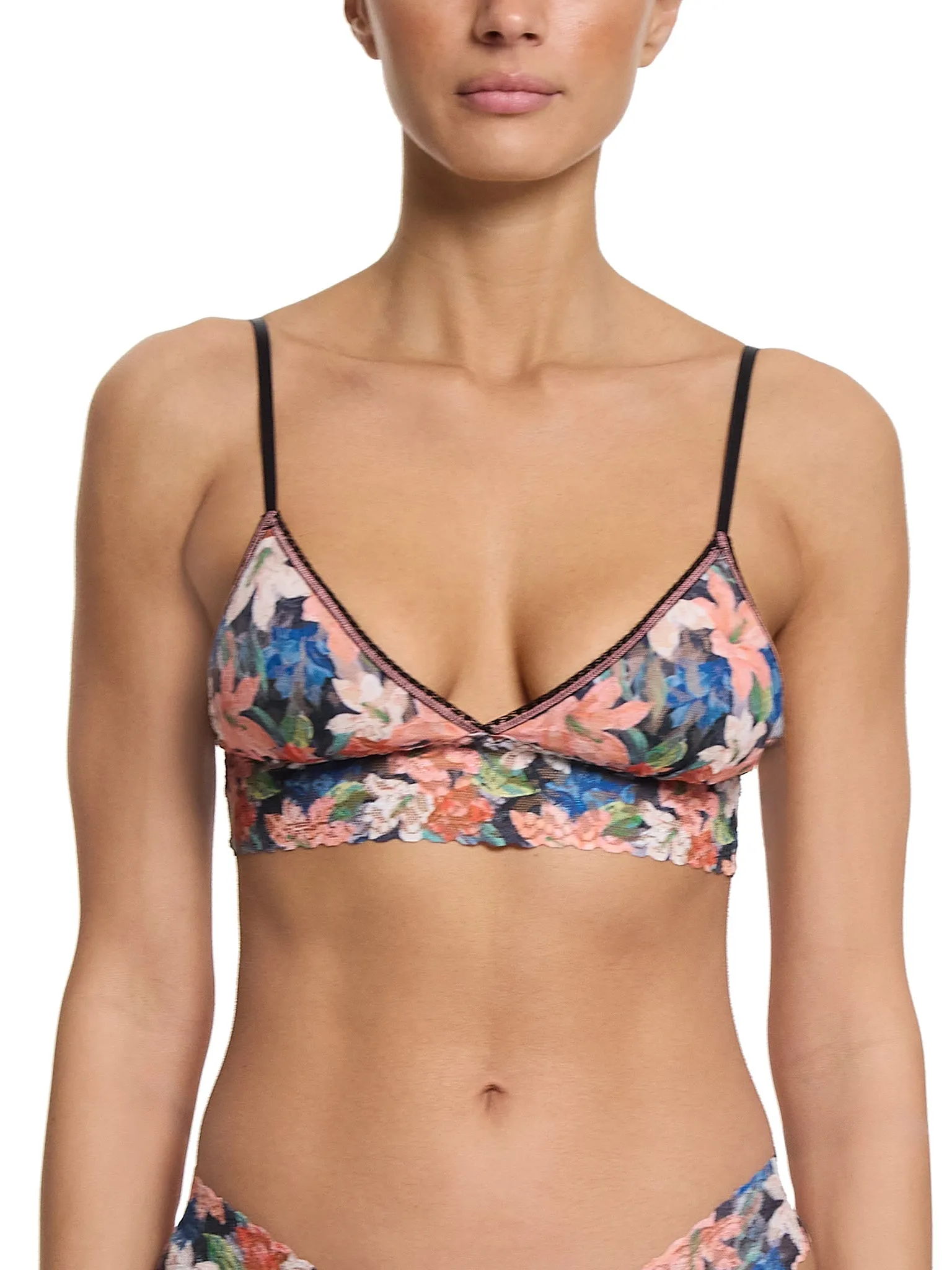 Printed Signature Lace® Padded Triangle Bralette Wonderous Black Sale sold by Hanky Panky