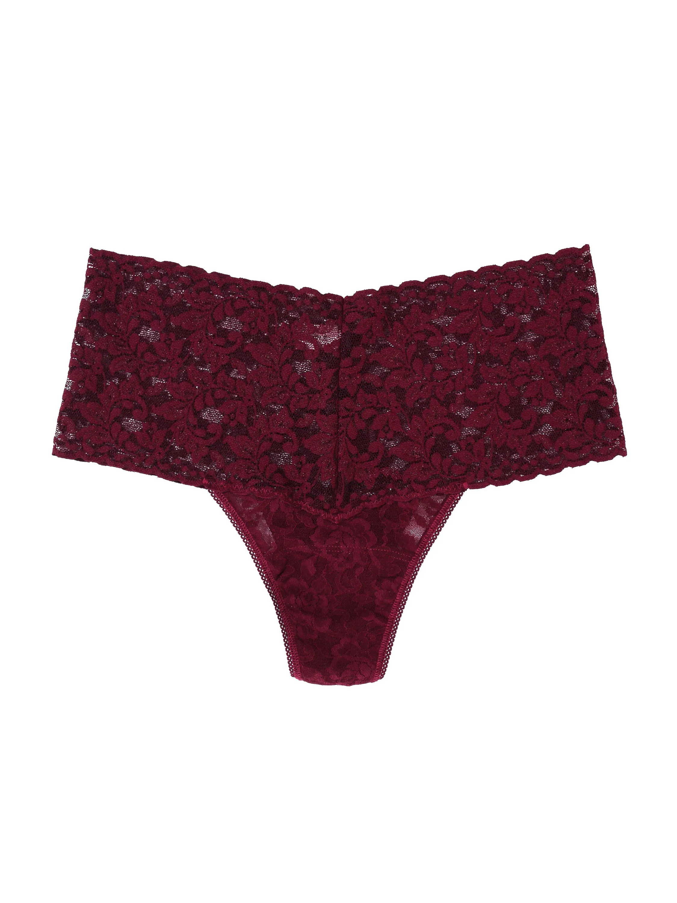 Retro Lace Thong Dried Cherry Red sold by Hanky Panky