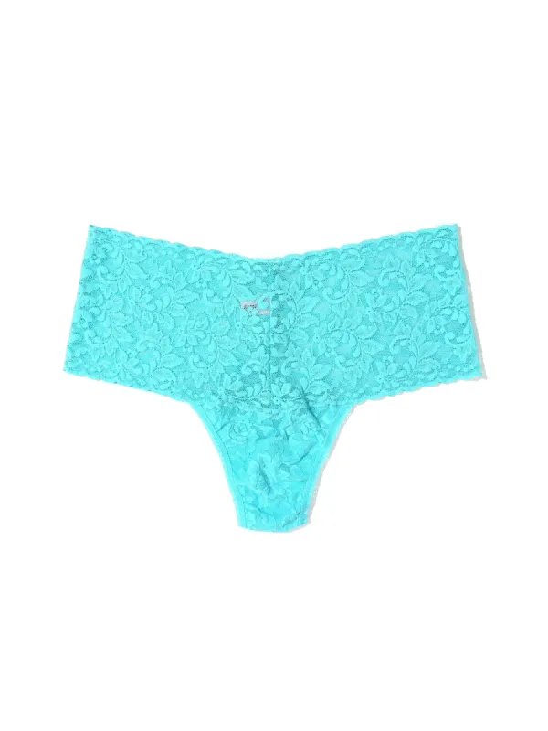 Retro Lace Thong Aquatic Blue sold by Hanky Panky