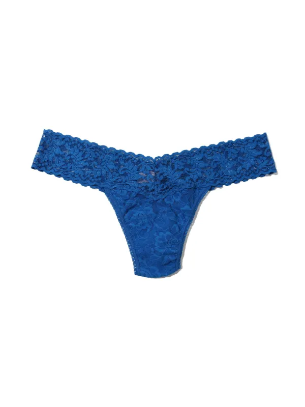 Petite Size Signature Lace Low Rise Thong Deep Dive Blue Sale sold by Hanky Panky