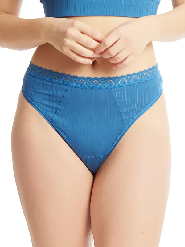 MellowLuxe™ High Cut Thong Storm Cloud Blue Sale sold by Hanky Panky