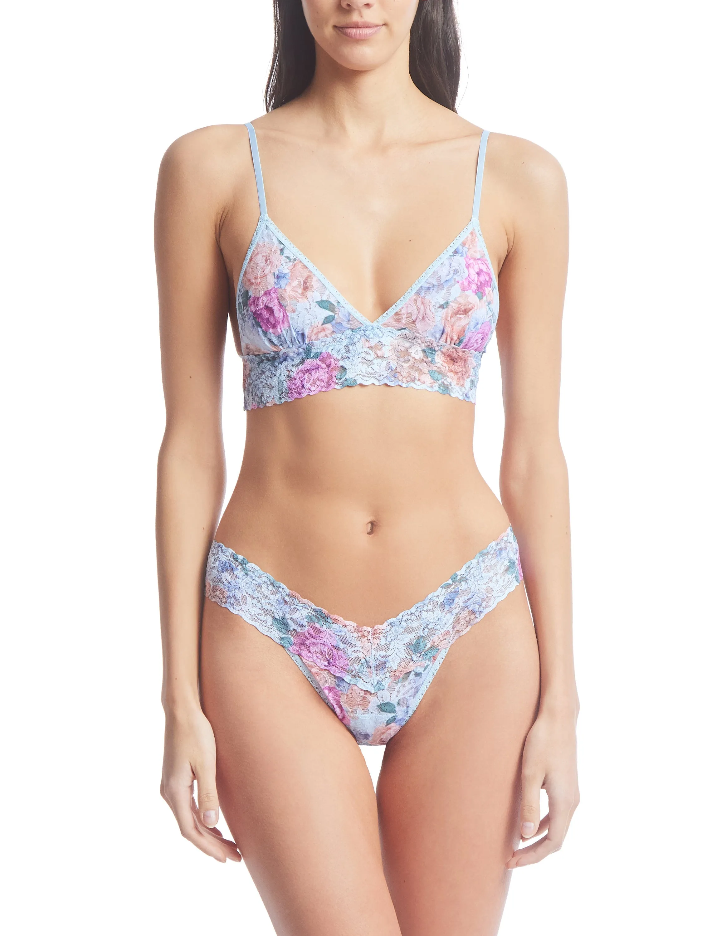 Printed Signature Lace Padded Triangle Bralette Tea For Two sold by Hanky Panky product image thumbnail 4