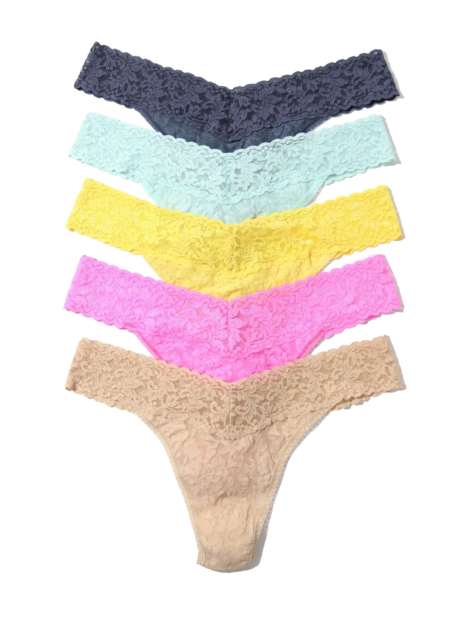 5 Pack Signature Lace Original Rise Thongs In Printed Box Sale sold by Hanky Panky