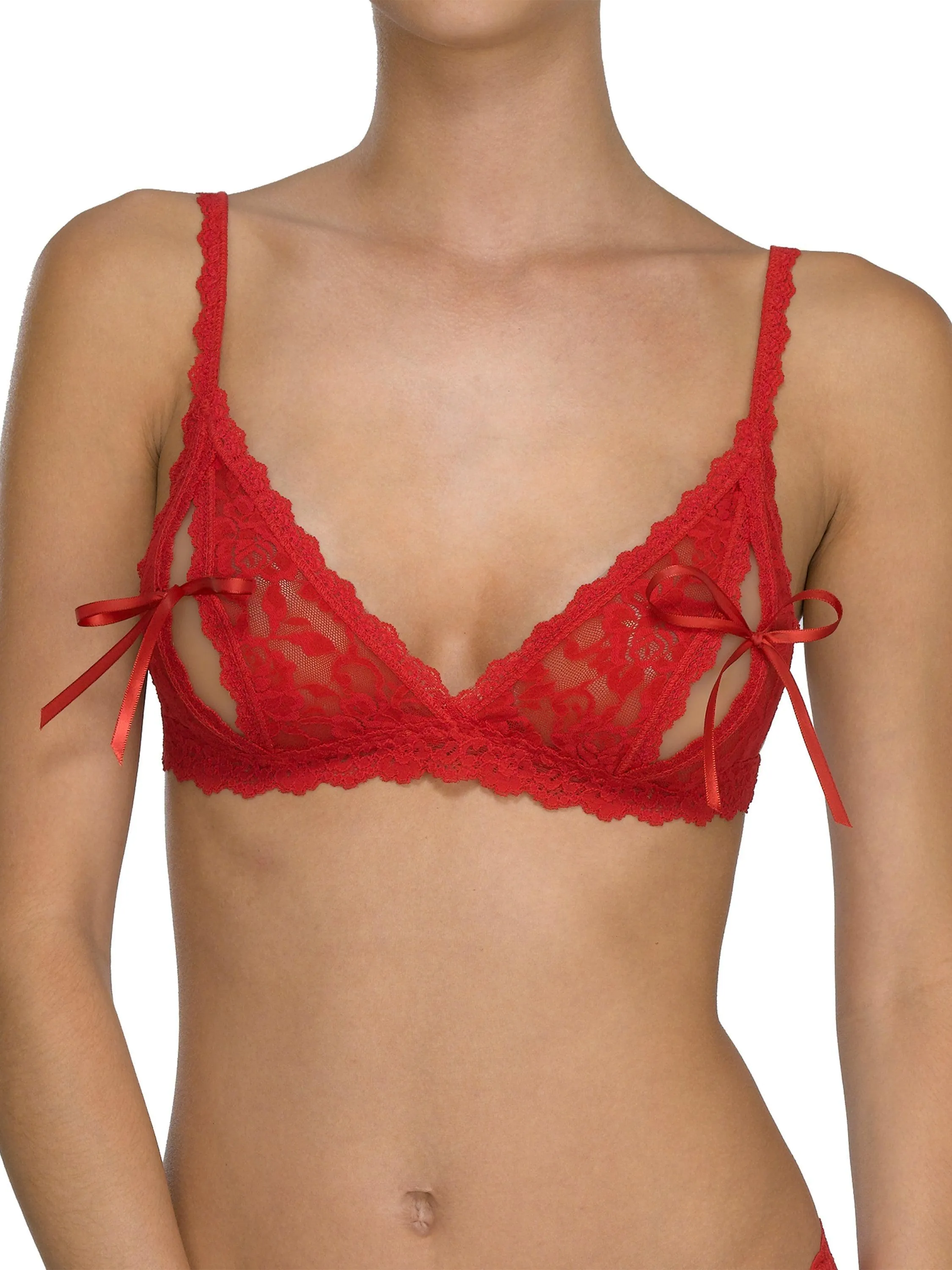 &oh™ Peek-a-Boo Lace Tie Bralette Red Sale sold by Hanky Panky