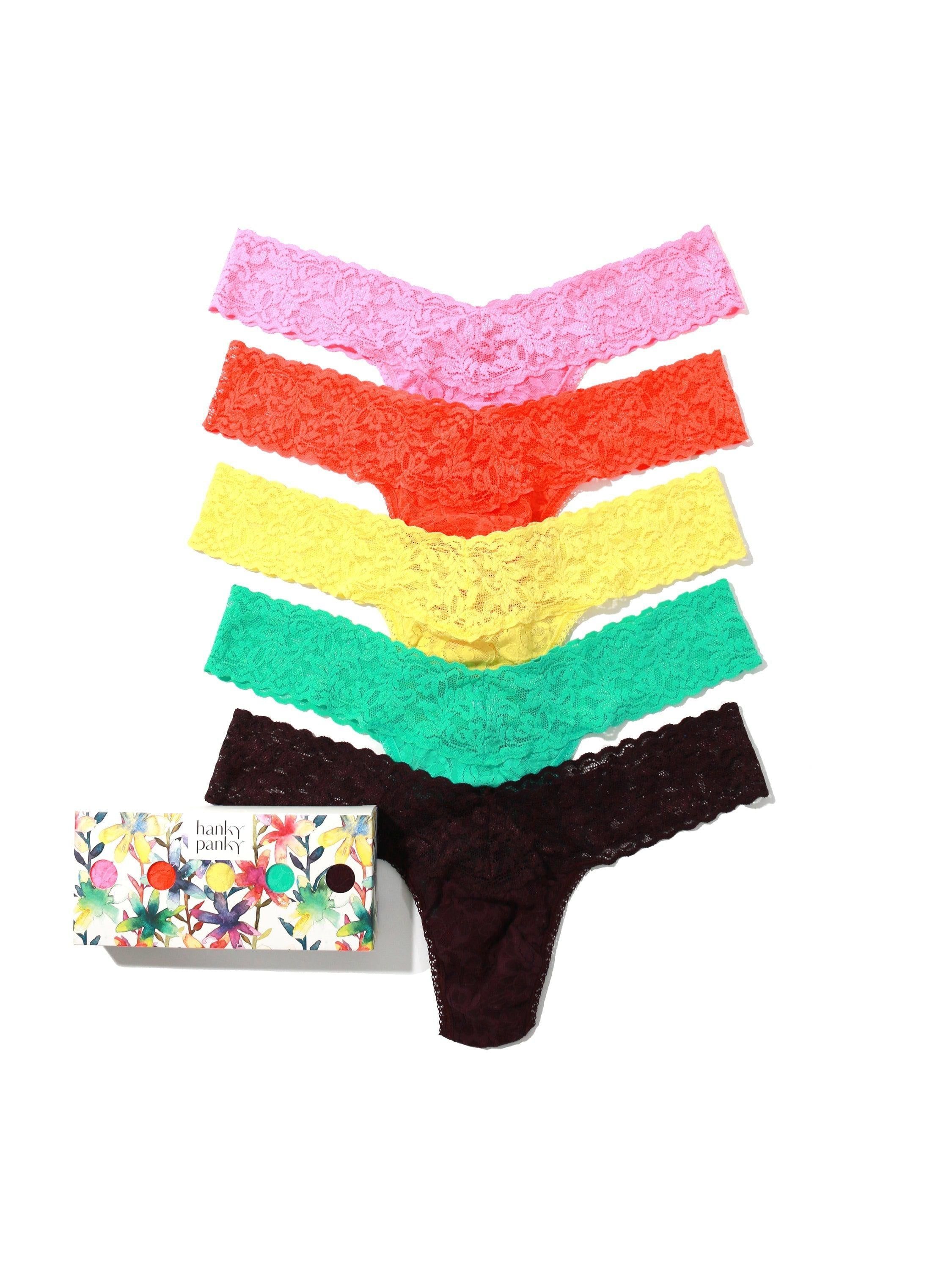 5 Pack Signature Lace Low Rise Thongs in Printed Box Sale sold by Hanky Panky