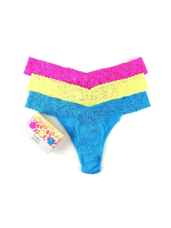3 Pack Plus Size Signature Lace Original Rise Thongs in Printed Box Sale sold by Hanky Panky