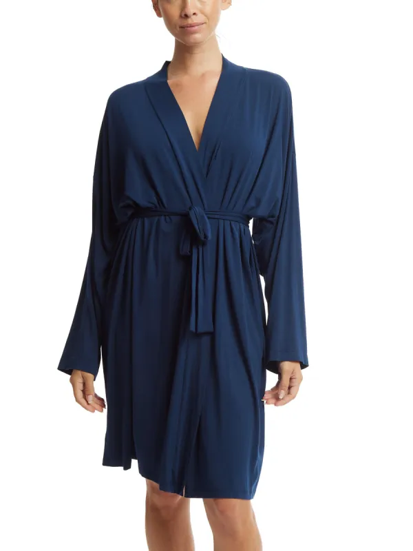 Unwind Knee Length Robe Hummingbird Blue Exclusive made by Hanky Panky