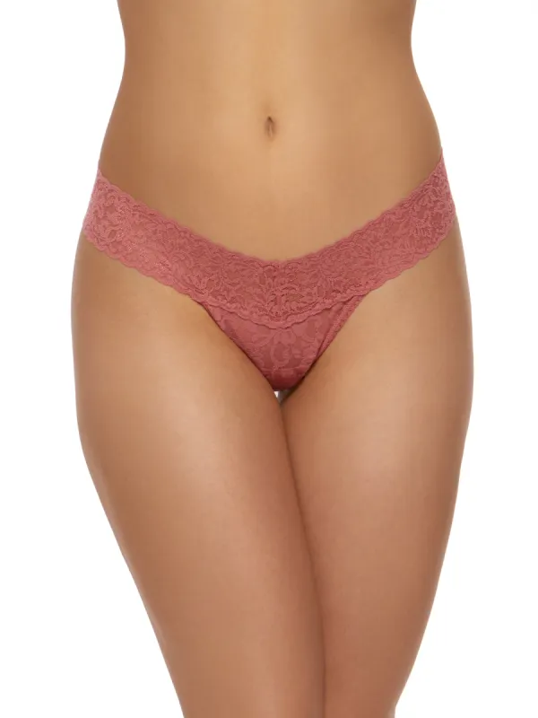 Signature Lace Low Rise Thong Pink Sands sold by Hanky Panky