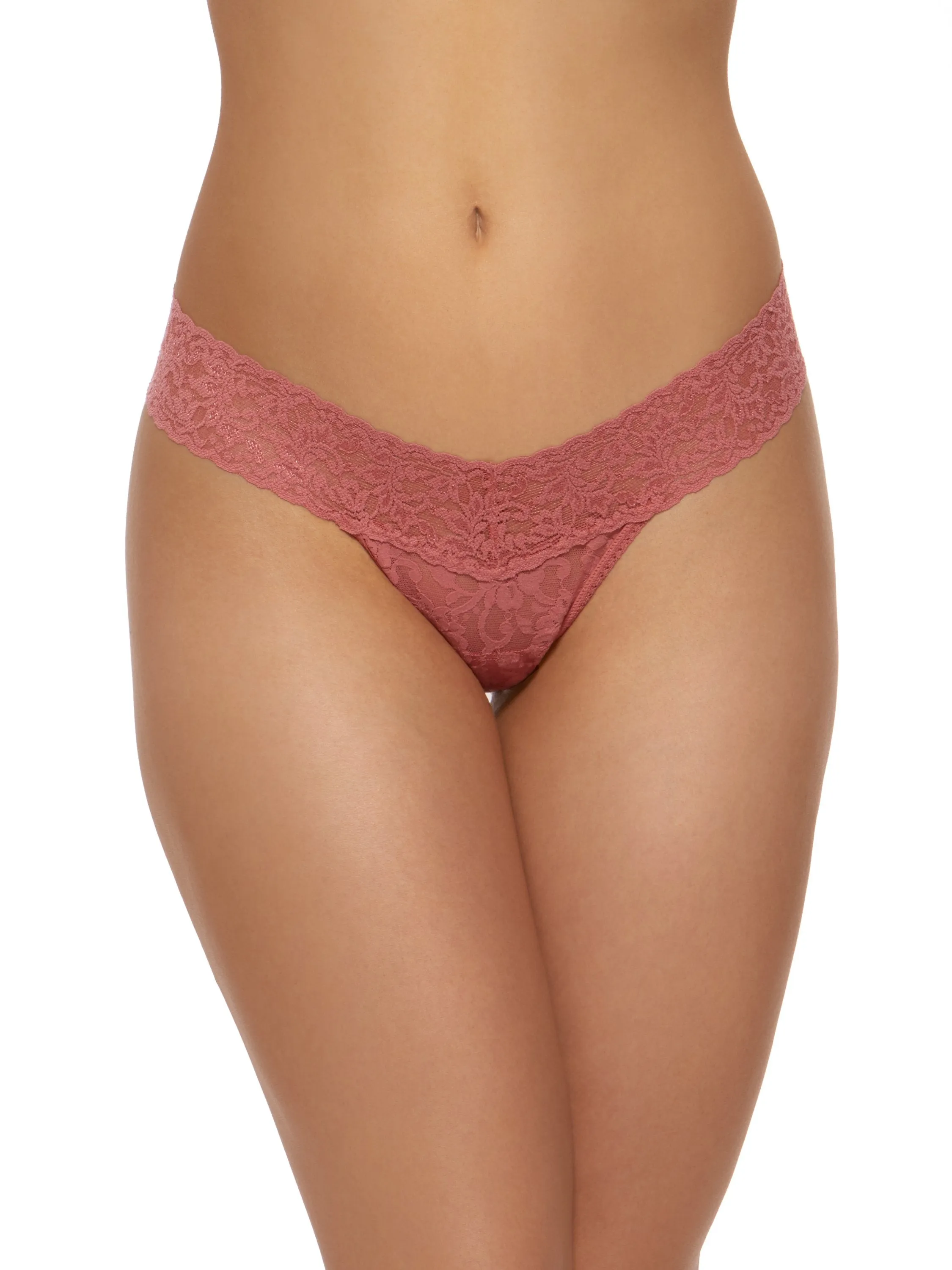 Signature Lace Low Rise Thong Pink Sands sold by Hanky Panky