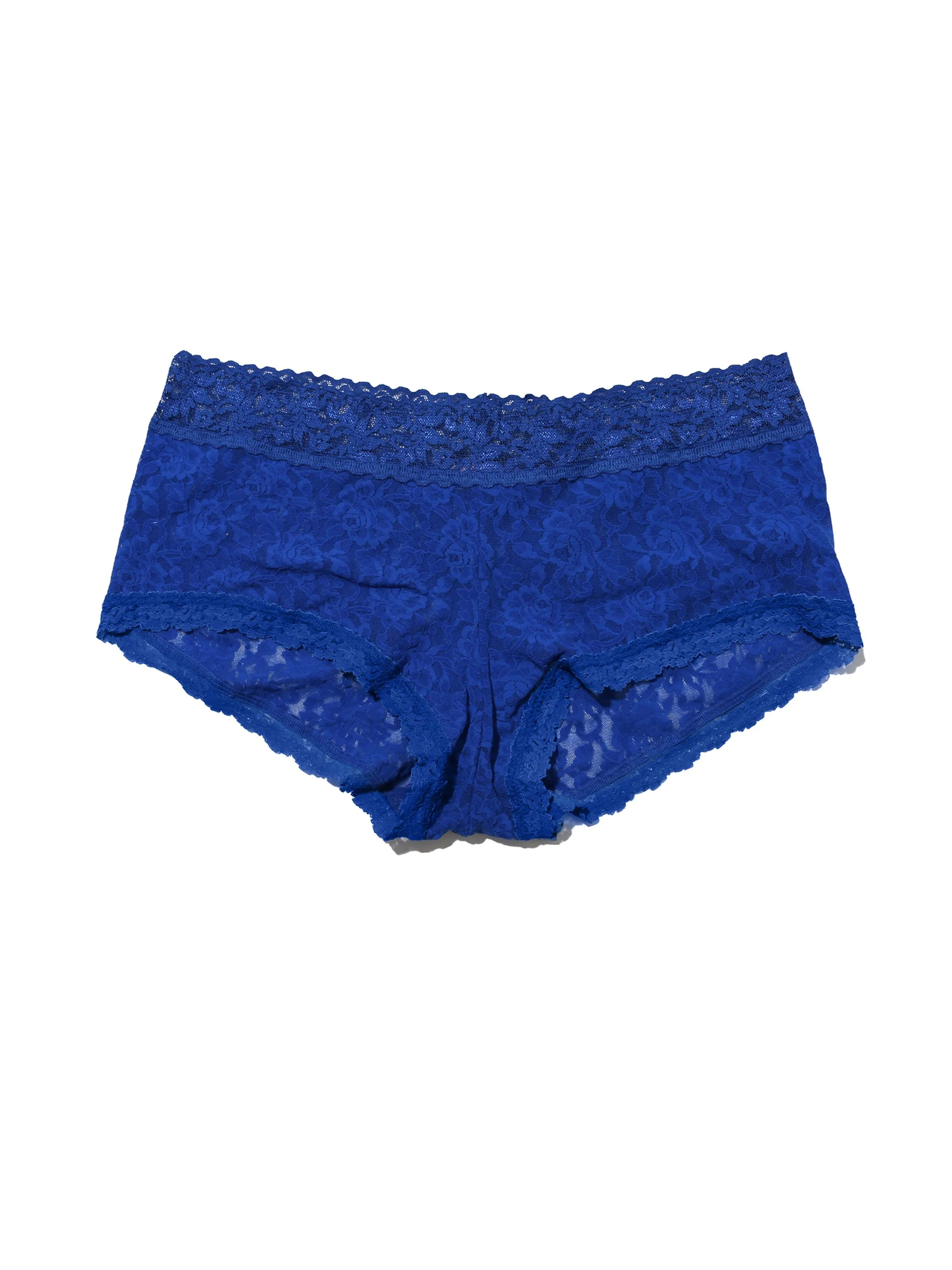 Plus Size Signature Lace Boyshort Cobalt Blue sold by Hanky Panky