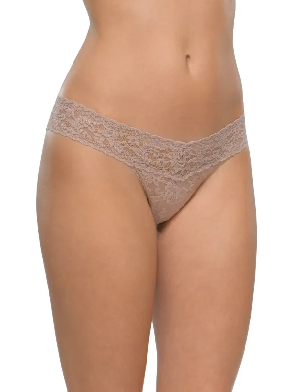 Signature Lace Low Rise Thong Taupe sold by Hanky Panky