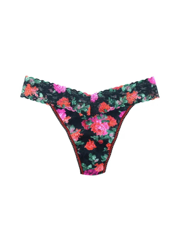 Printed Signature Lace Original Rise Thong Sale sold by Hanky Panky