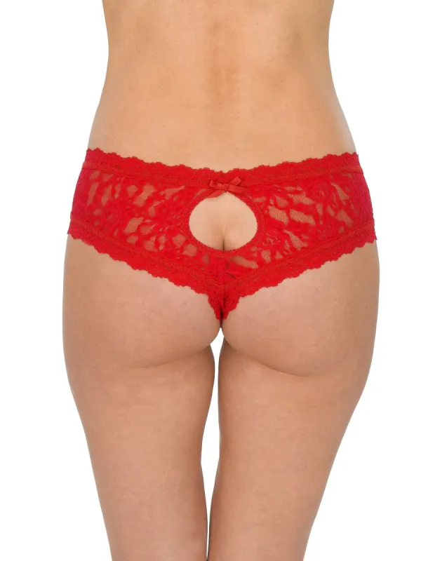 &oh™ Signature Lace Crotchless Cheeky Hipster Red sold by Hanky Panky
