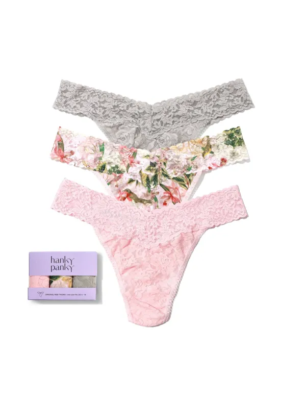 3 Pack Original Rise Thongs French Garden Sale sold by Hanky Panky