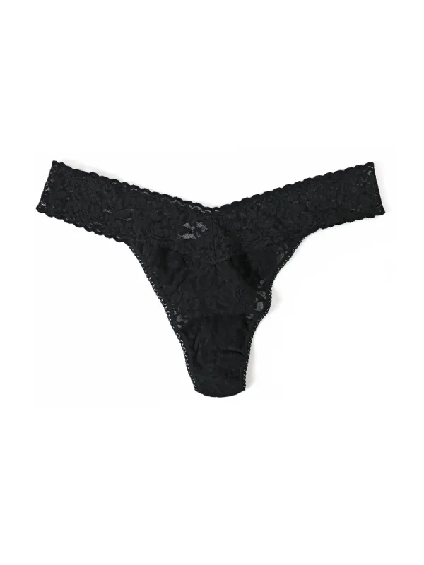 Plus Size Signature Lace® Original Rise Thong Black sold by Hanky Panky