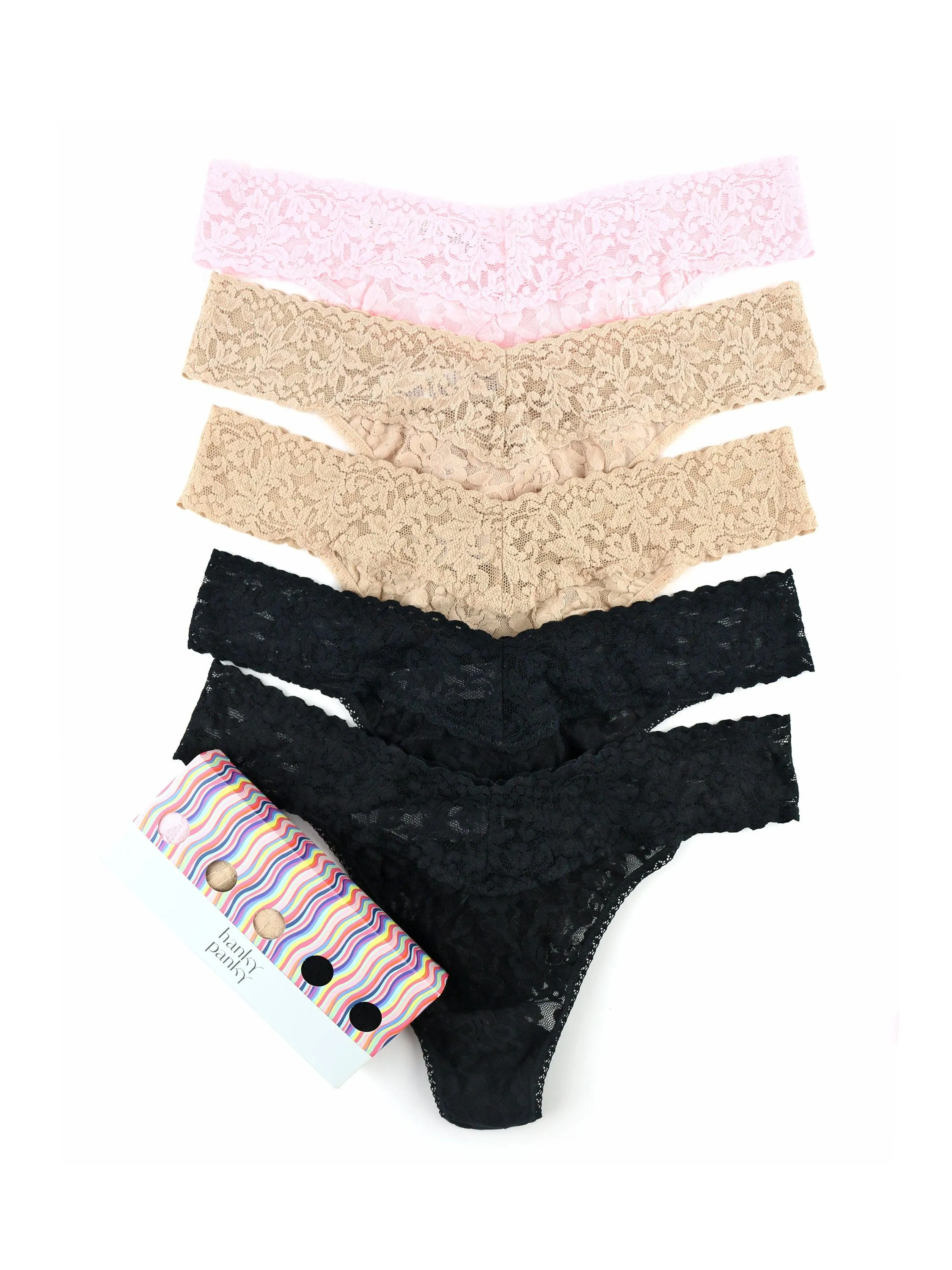 5 Pack Signature Lace® Original Rise Thongs sold by Hanky Panky