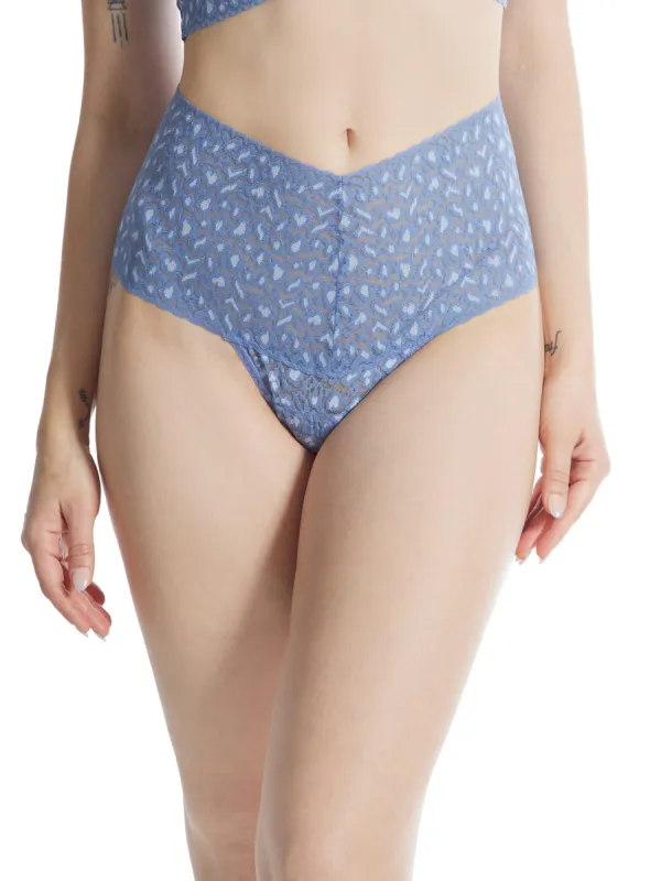 Cross-Dyed Leopard Retro Thong Stonewash Blue sold by Hanky Panky