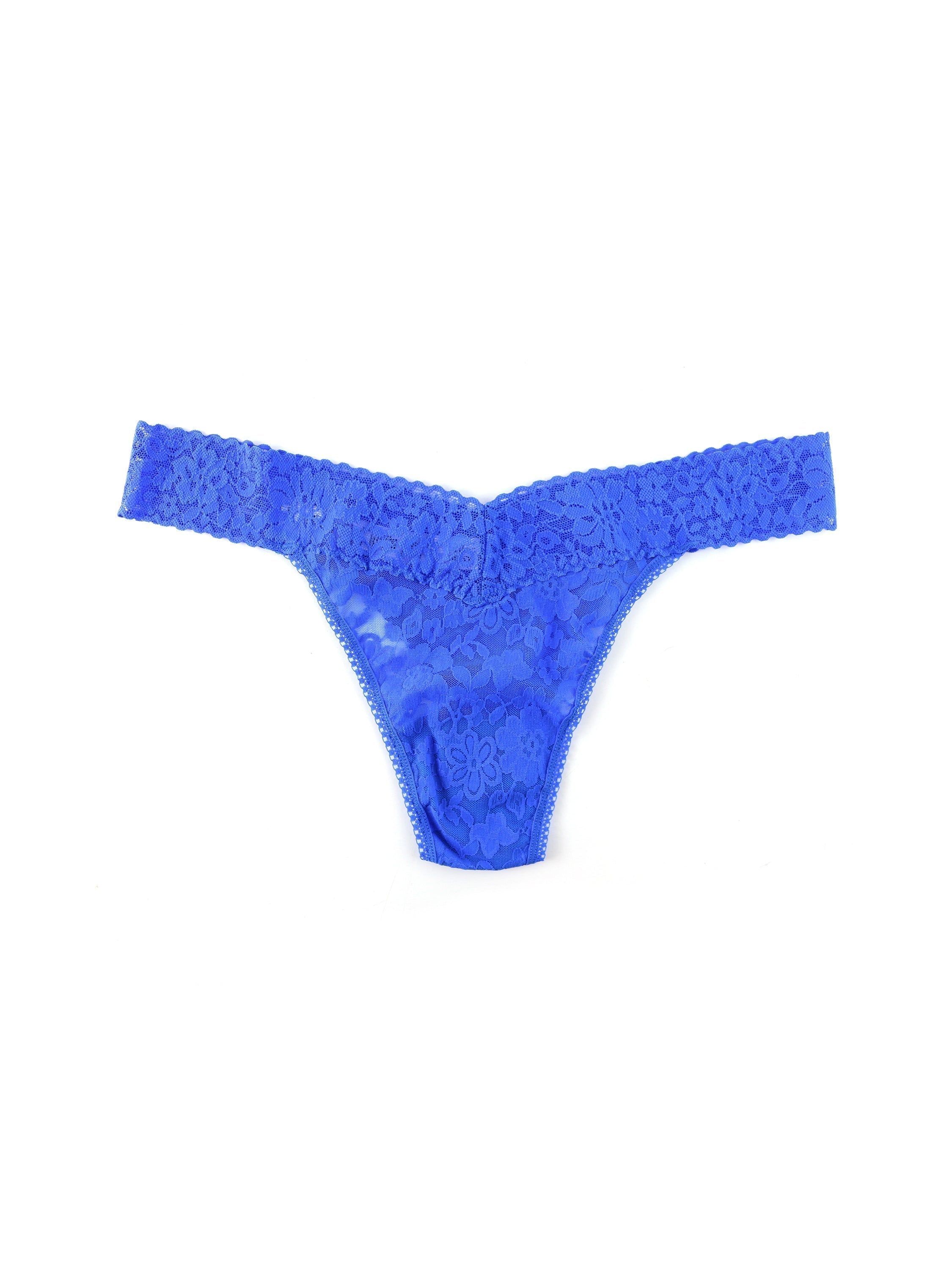 Plus Size Daily Lace™ Original Rise Thong Bold Blue Sale sold by Hanky Panky