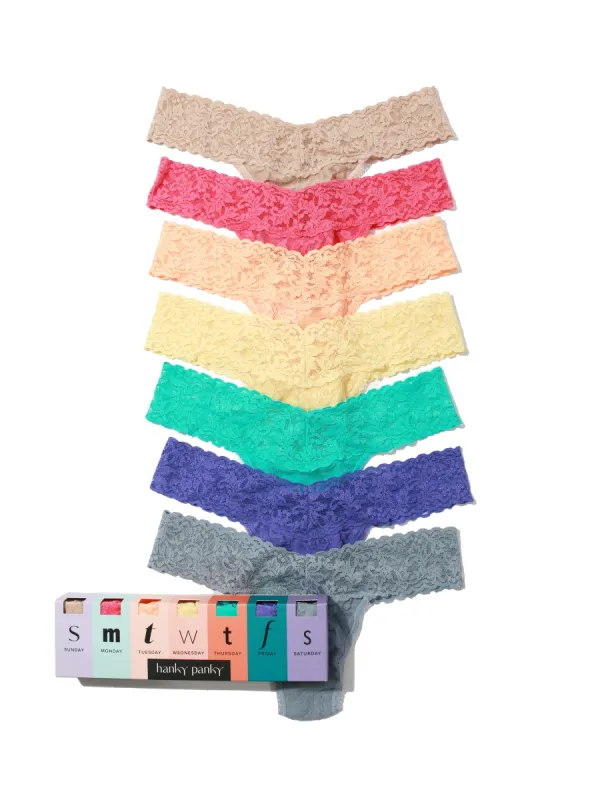 Days of the Week Petite Low Rise Thong 7 Pack made by Hanky Panky