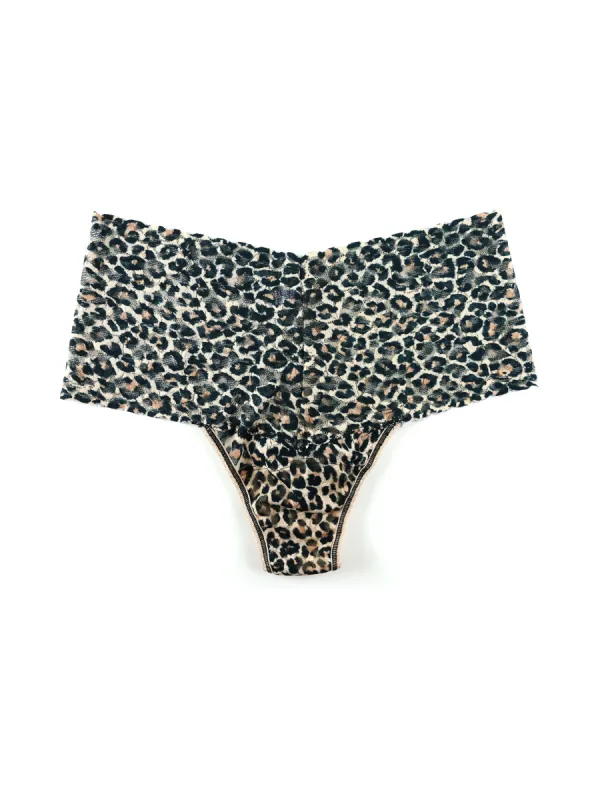 Printed Retro Lace Thong Classic Leopard sold by Hanky Panky