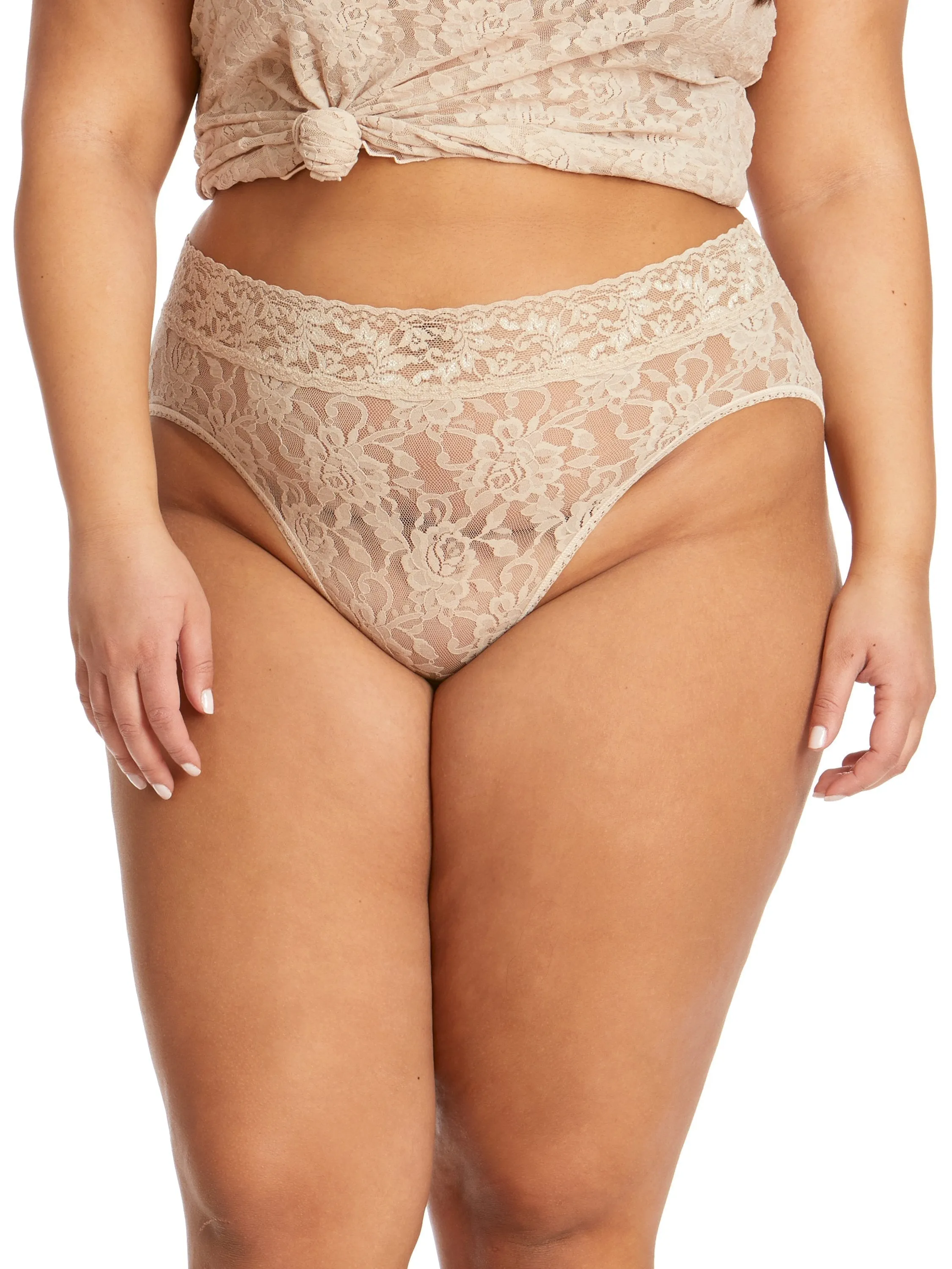 Plus Size Signature Lace® French Brief Chai Sale sold by Hanky Panky