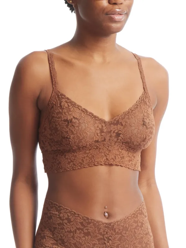 V-Neck Retro Lace Bralette Macchiato Brown sold by Hanky Panky